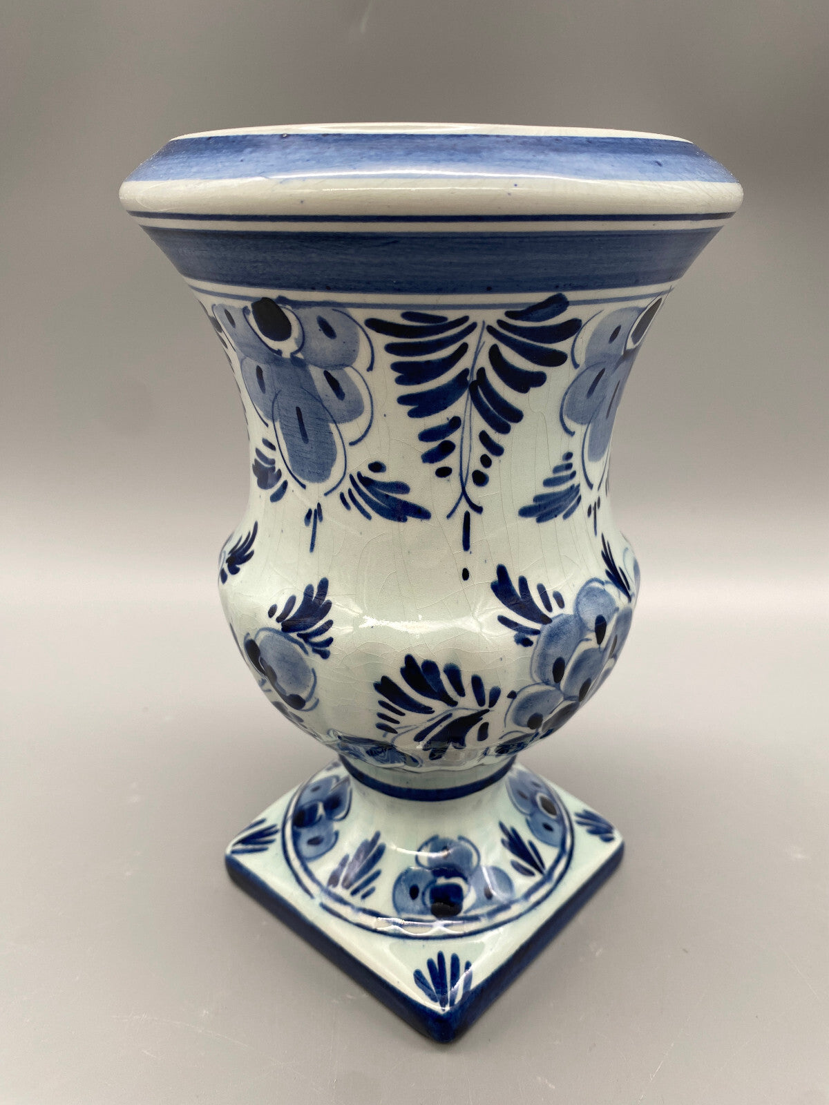 ALTE DELFTER PORZELLAN VASE BLUMENVASE HOLLAND HANDBEMALT 1950ER JAHRE