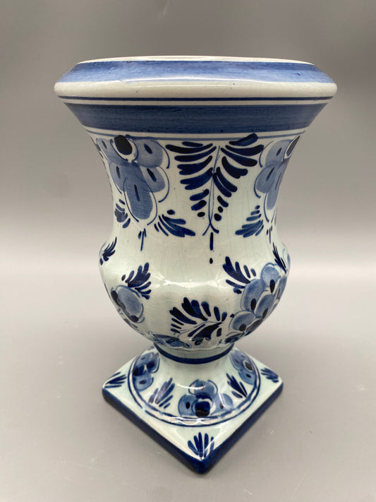 ALTE DELFTER PORZELLAN VASE BLUMENVASE HOLLAND HANDBEMALT 1950ER JAHRE