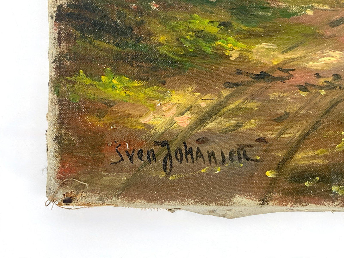 *ÖLGEMÄLDE SVEN JOHANSEN SEEUFER WALD LANDSCHAFTSANSICHT LEINWAND