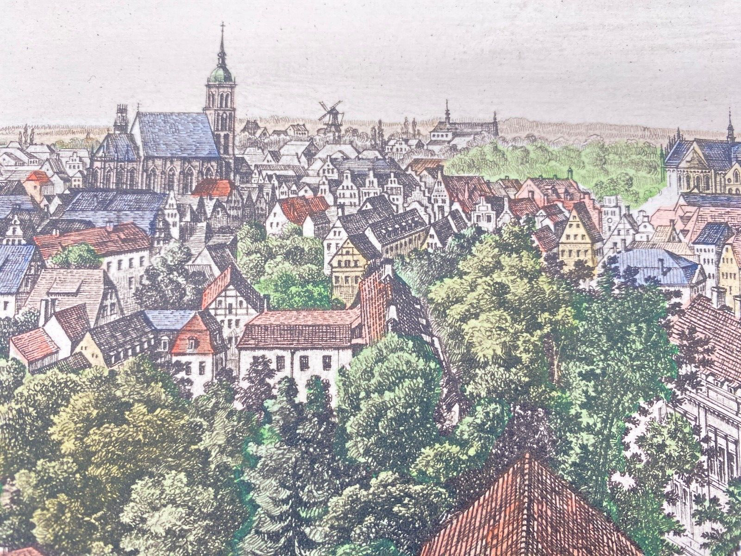 HEINZ WEHLISCH RADIERUNG MÜNSTER UM 1850 COLORIERT HANDSIGNIERT