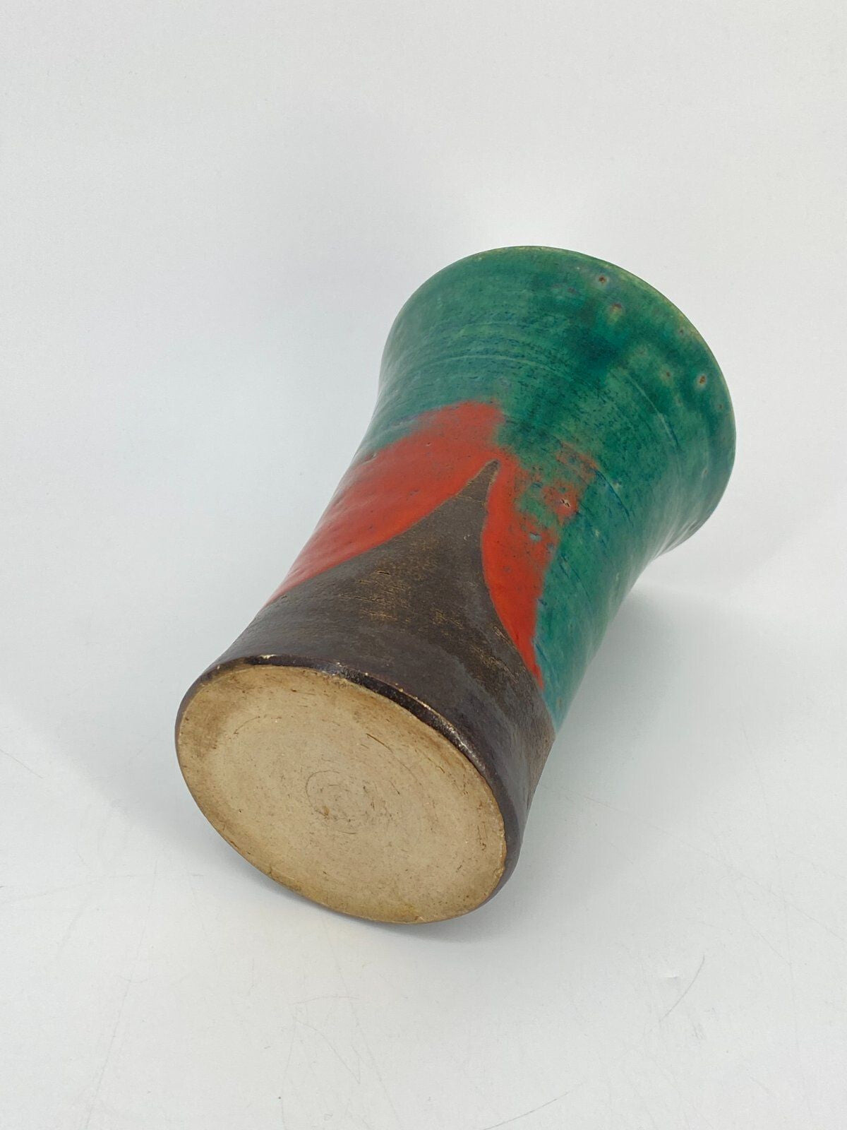 * STUDIOKERAMIK VASE TROMPETEN TRICHTER FORM VINTAGE KERAMIK