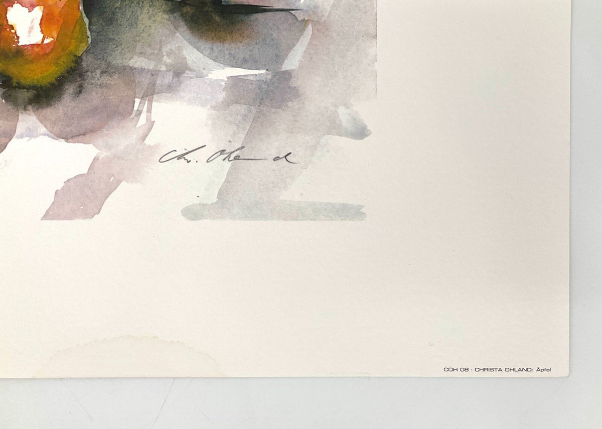 *KUNSTDRUCK ÄPFEL CHRISTA OHLAND STILLEBEN AQUARELL BAYERN MÜNCHEN BÜTTENPAPIER