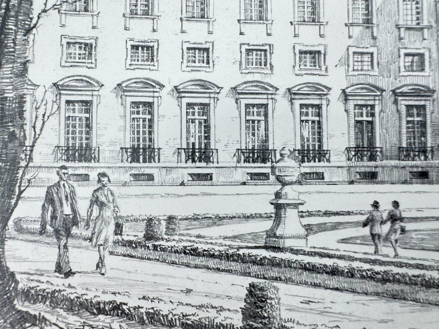 * HEINZ WEHLISCH ZEICHNUNG SCHLEISSHEIM NEUES SCHLOSS ANSICHT SIGNIERT