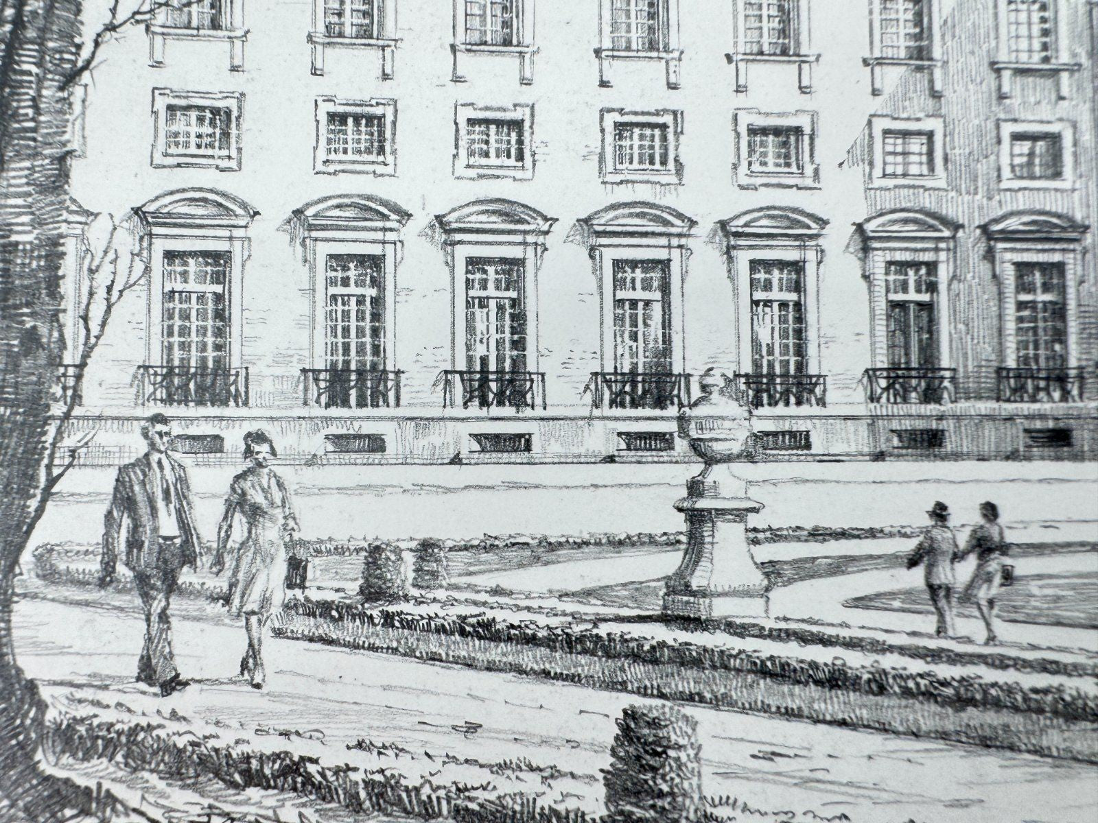 * HEINZ WEHLISCH ZEICHNUNG SCHLEISSHEIM NEUES SCHLOSS ANSICHT SIGNIERT