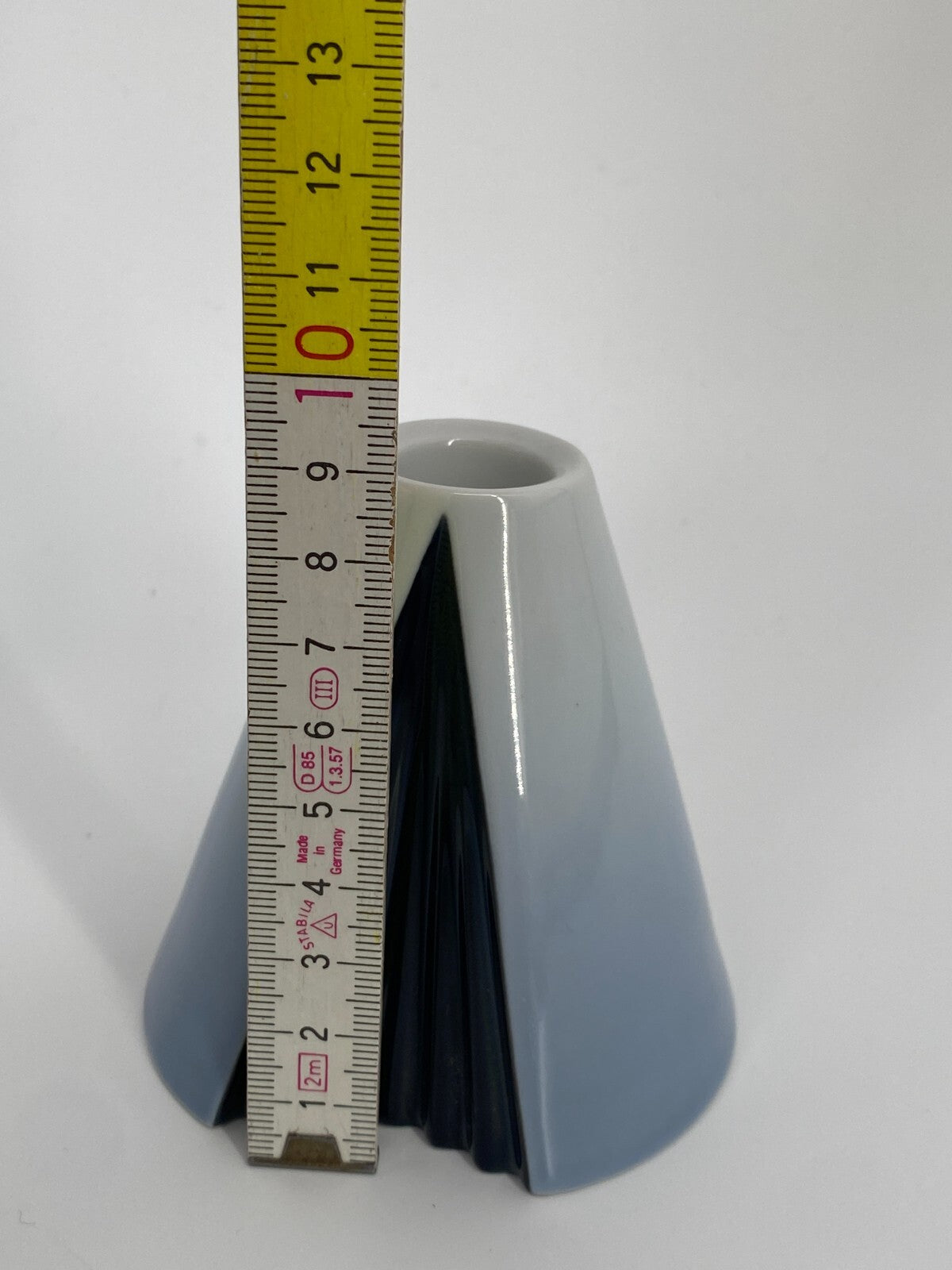 * ROSENTHAL AMBROGIO POZZI PLISSEE VASE KERZENHALTER PORZELLAN WEIß BLAU 80ER