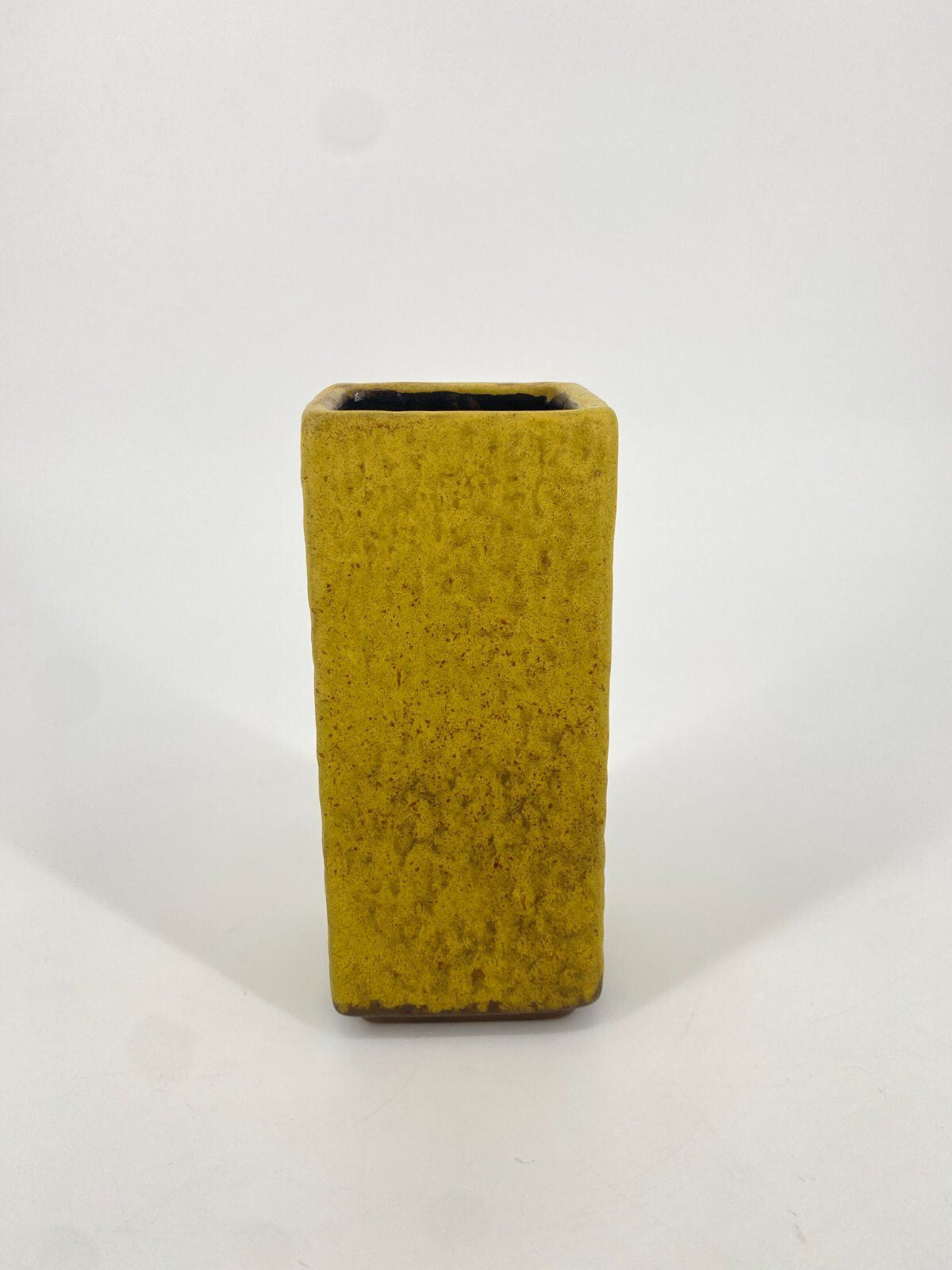 * VASE KERAMIK RECHTECKIG FAT LAVA GELB VINTAGE 70ER WEST GERMANY