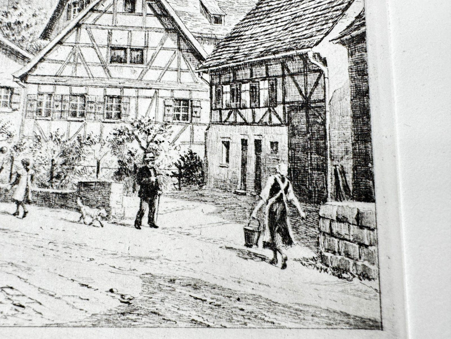 * HEINZ WEHLISCH ORIGINAL RADIERUNG ONSTMETTINGEN EVANGELISCHE KIRCHE 1910 ANSIC