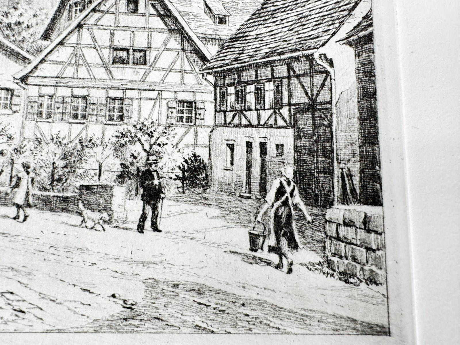 * HEINZ WEHLISCH ORIGINAL RADIERUNG ONSTMETTINGEN EVANGELISCHE KIRCHE 1910 ANSIC