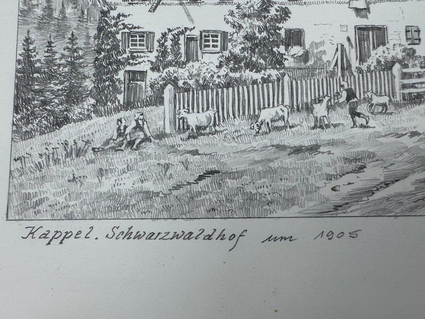 * HEINZ WEHLISCH ZEICHNUNG KAPPEL SCHWARZWALDHOF 1905 ANSICHT SIG