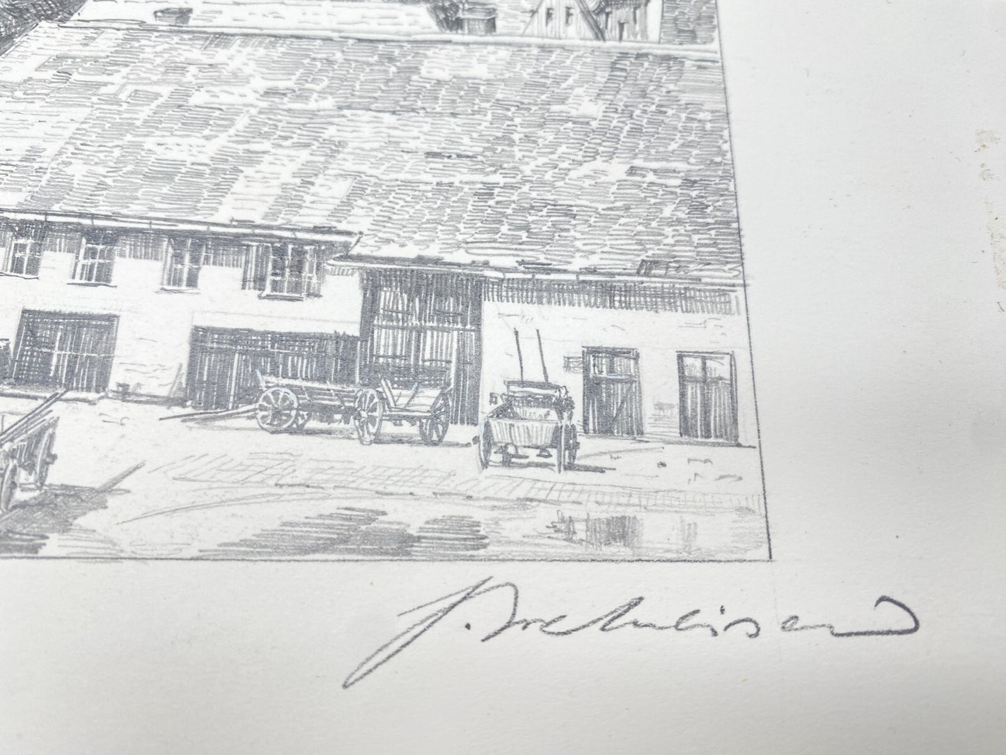 DEUTSCHER KÜNSTLER HEINZ WEHLISCH ZEICHNUNG NEUSTADT UM 1907 HANDSIGNIERT