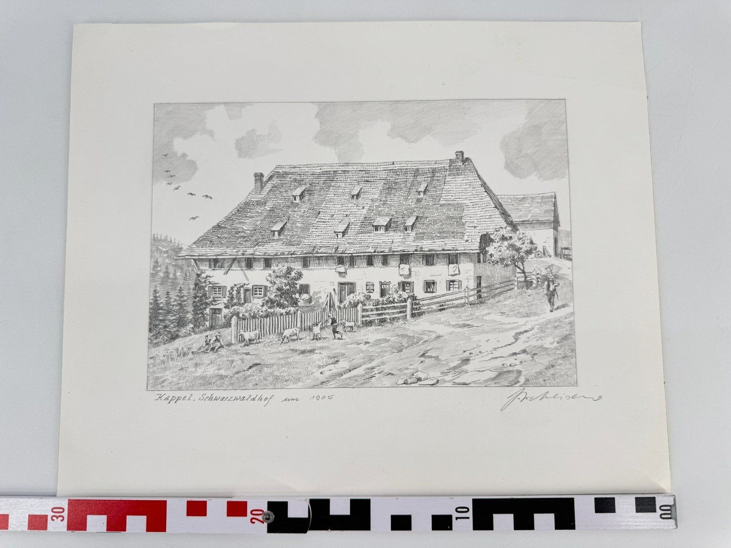 * HEINZ WEHLISCH ZEICHNUNG KAPPEL SCHWARZWALDHOF 1905 ANSICHT SIG
