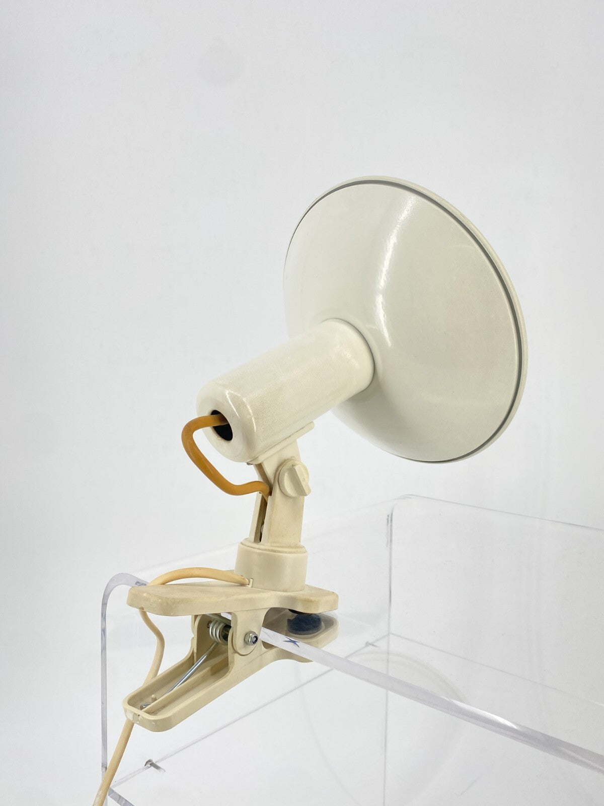 * KLEMMLAMPE SPOT CREME WEIß CHROM FACETTIERT VINTAGE 60ER 70ER