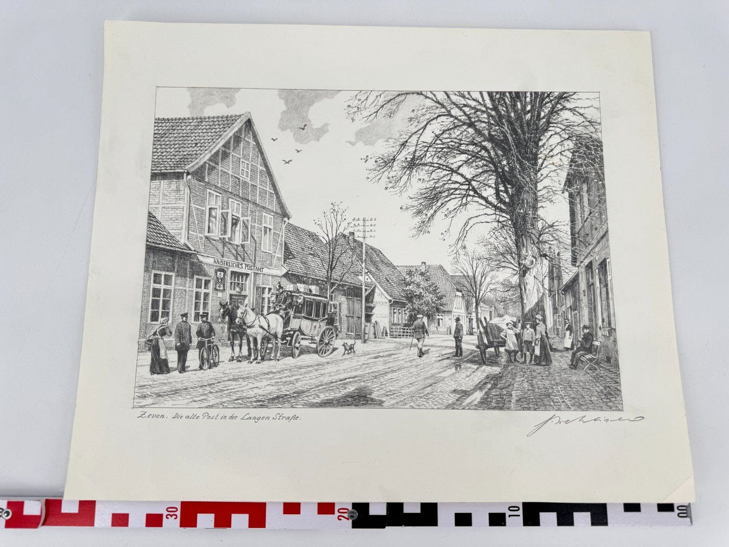 * HEINZ WEHLISCH ZEICHNUNG ZEVEN DIE ALTE POST LANGE STRAßE ANSICHT