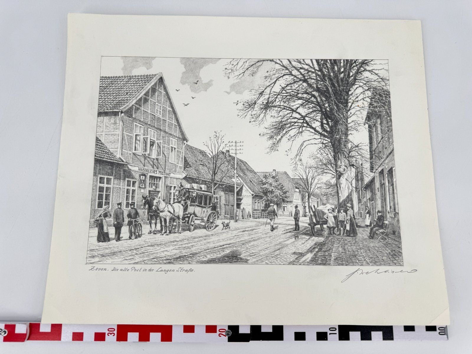 * HEINZ WEHLISCH ZEICHNUNG ZEVEN DIE ALTE POST LANGE STRAßE ANSICHT