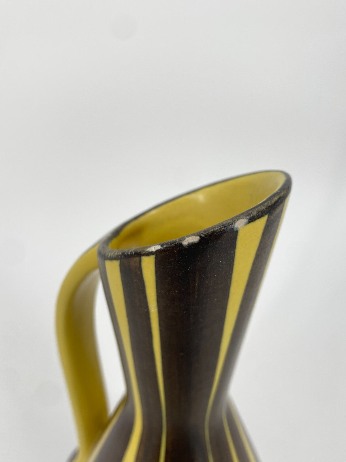 * ILKRA STUDIO KERAMIK VASE KRUG GELB BRAUN GESTREIFT 50ER 60ER MID CENTURY