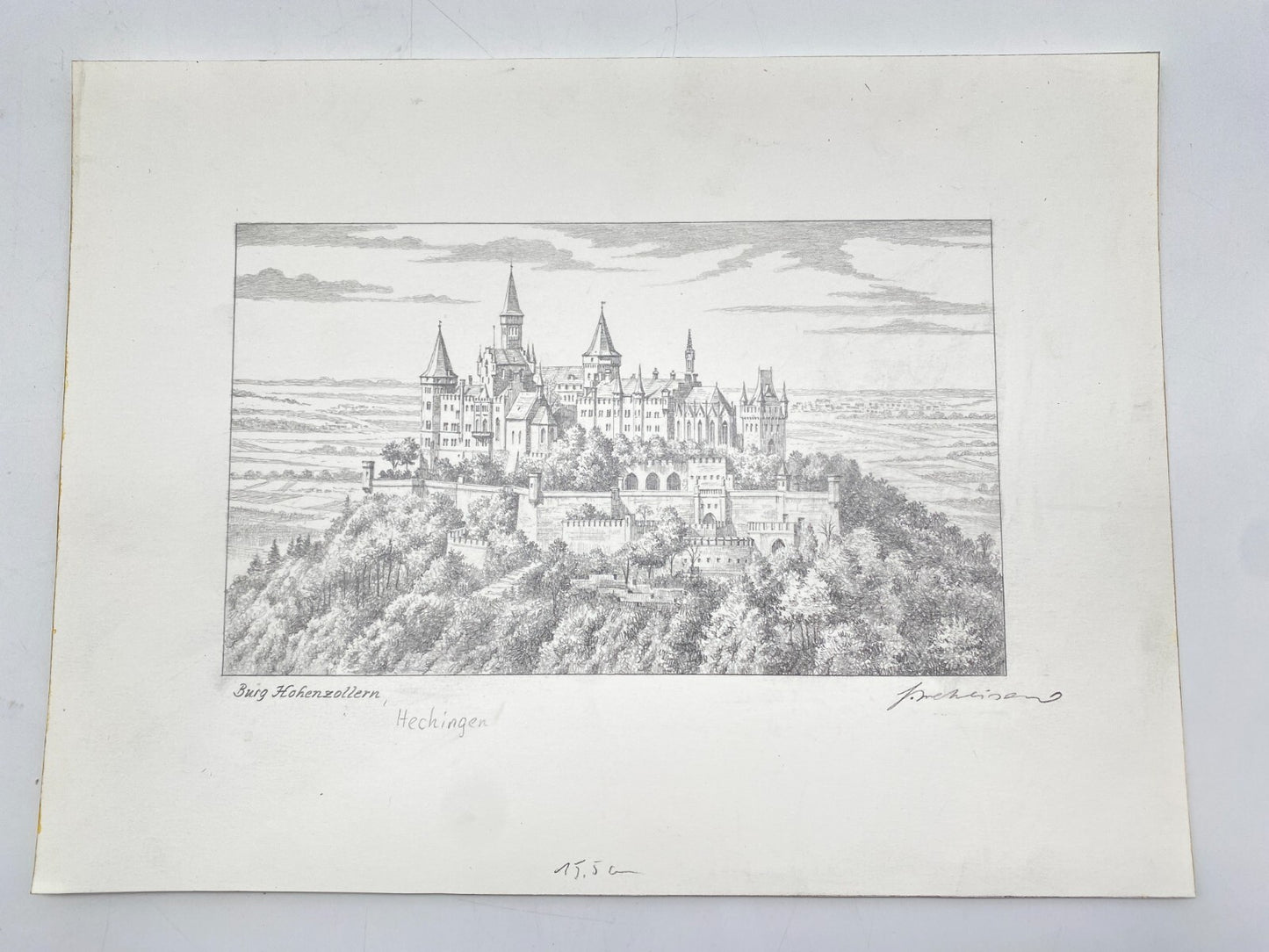 DEUTSCHER KÜNSTLER HEINZ WEHLISCH ZEICHNUNG BURG HOHENZOLLERN HECHINGEN SIGNIERT