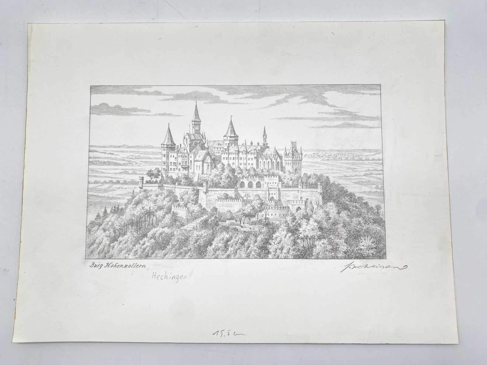 DEUTSCHER KÜNSTLER HEINZ WEHLISCH ZEICHNUNG BURG HOHENZOLLERN HECHINGEN SIGNIERT