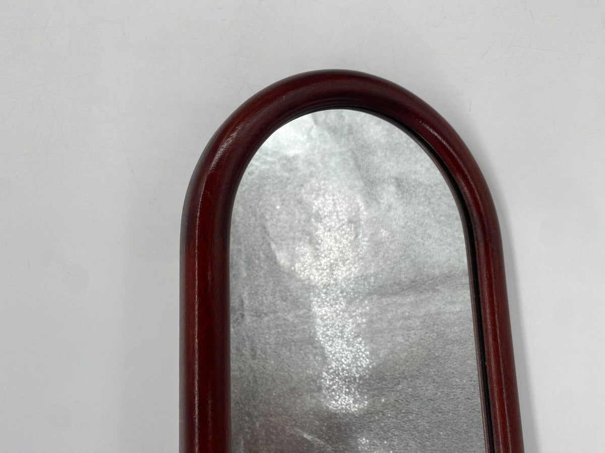 * SCHMALER WANDSPIEGEL MAHAGONI RAHMEN VINTAGE BELGIEN 60er