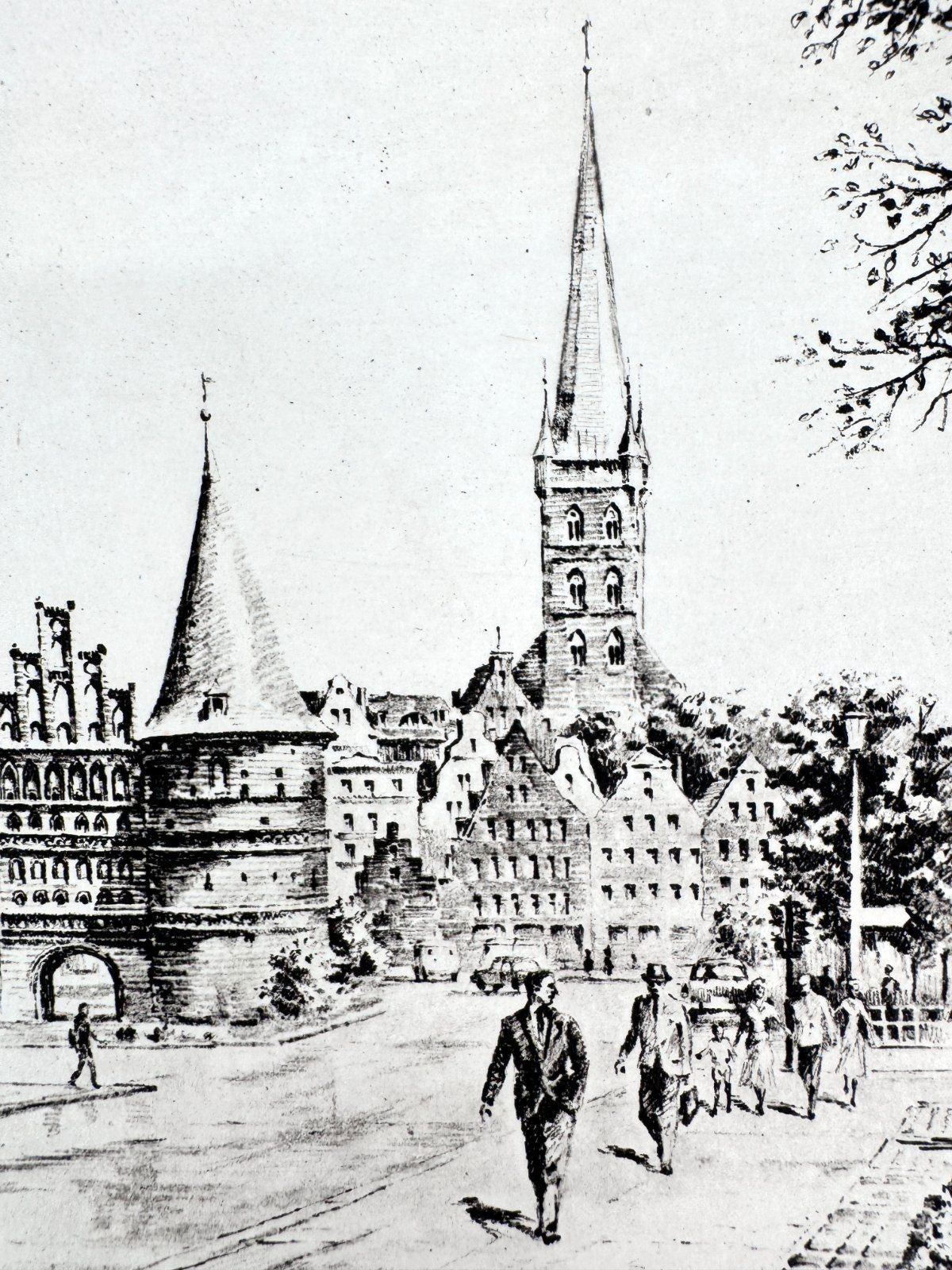 * GRAFIK DRUCKGRAFIK LÜBECK HOLSTENTOR 50ER WEHLISCH