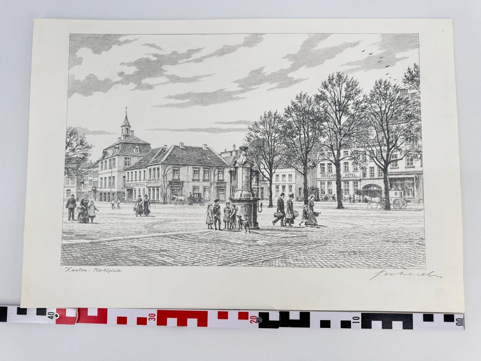 * HEINZ WEHLISCH ZEICHNUNG KANTEN MARKTPLATZ UM 1905 ANSICHT SIGN