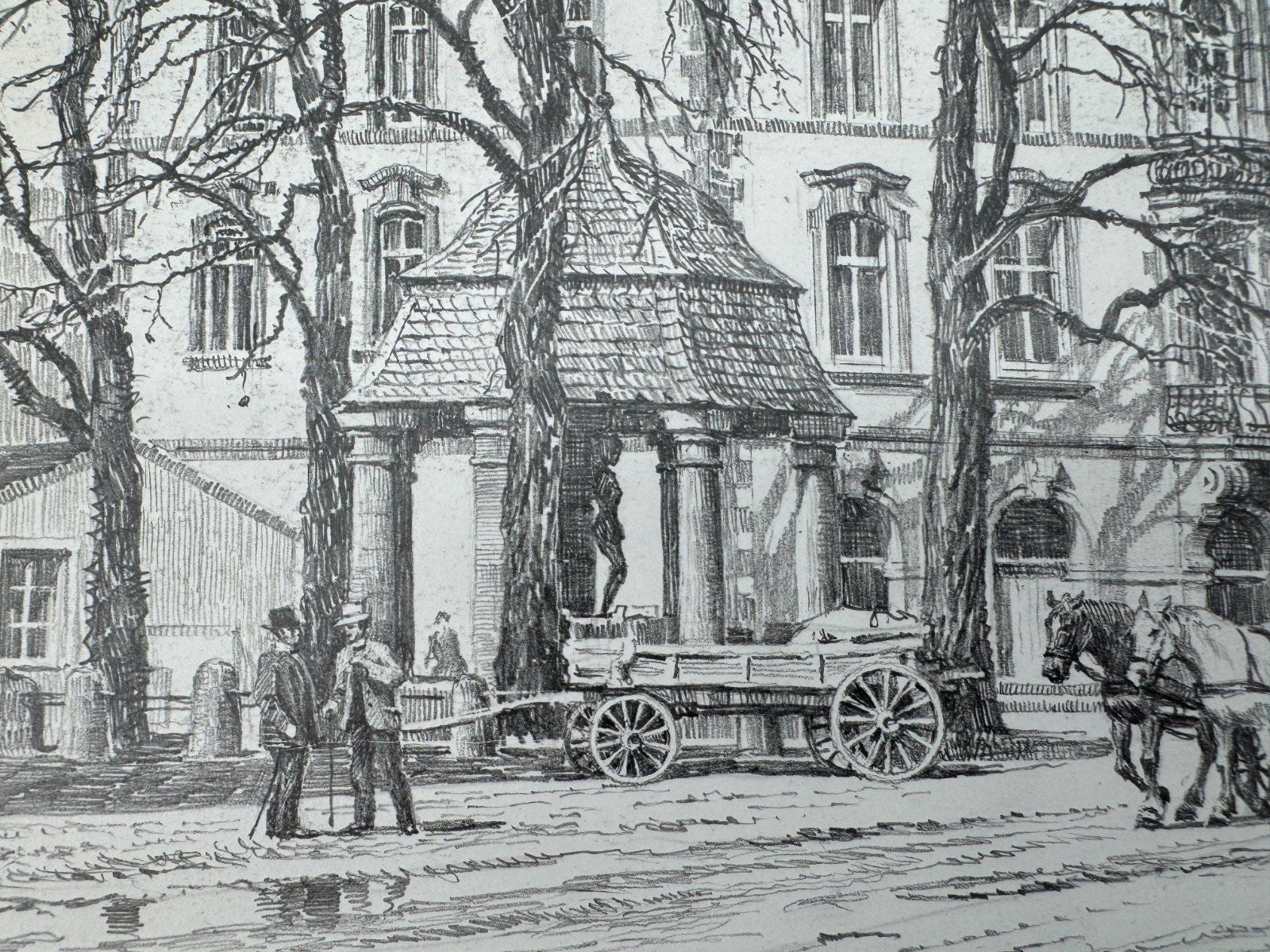 * HEINZ WEHLISCH ZEICHNUNG MERZIG 1898 ANSICHT SIGNIERT
