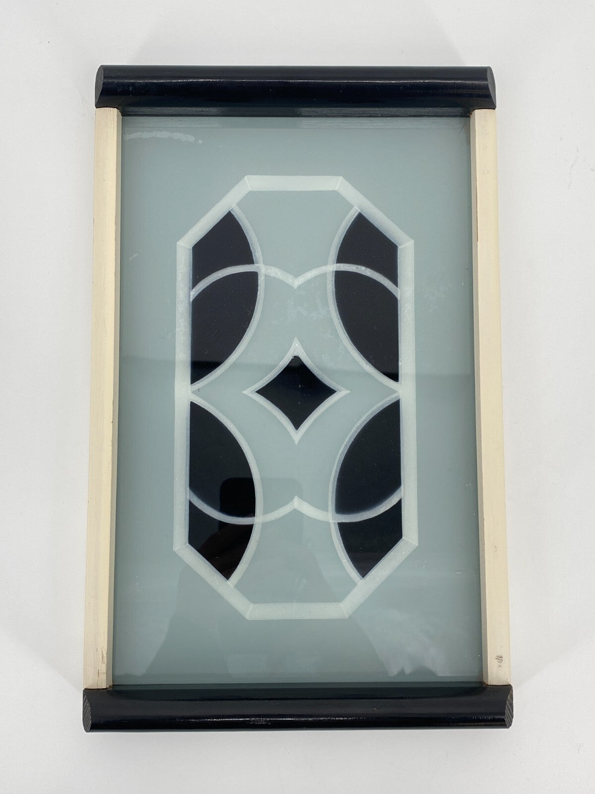 * ART DECO STIL TABLETT HOLZSIEB WASUNGEN 60ER HOLZ GLAS VINTAGE