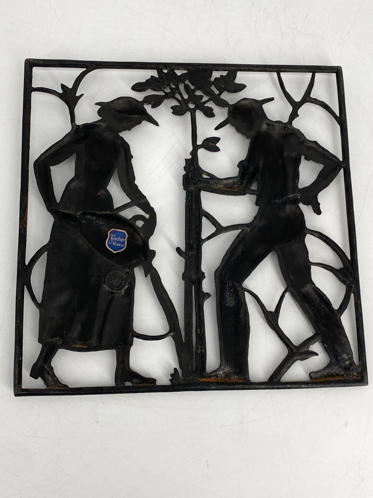 * WANDBILD GUSSEISEN FISCHER WISMAR BAUMPFLANZUNG RELIEF