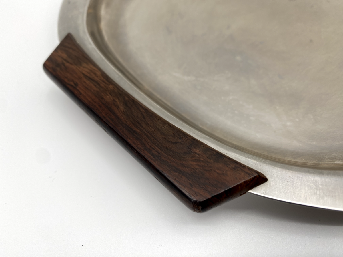 * EDELSTAHL TABLETT SERVIER OVAL UNTERTEILUNG SNACKS DANISH DESIGN PALISANDER 60