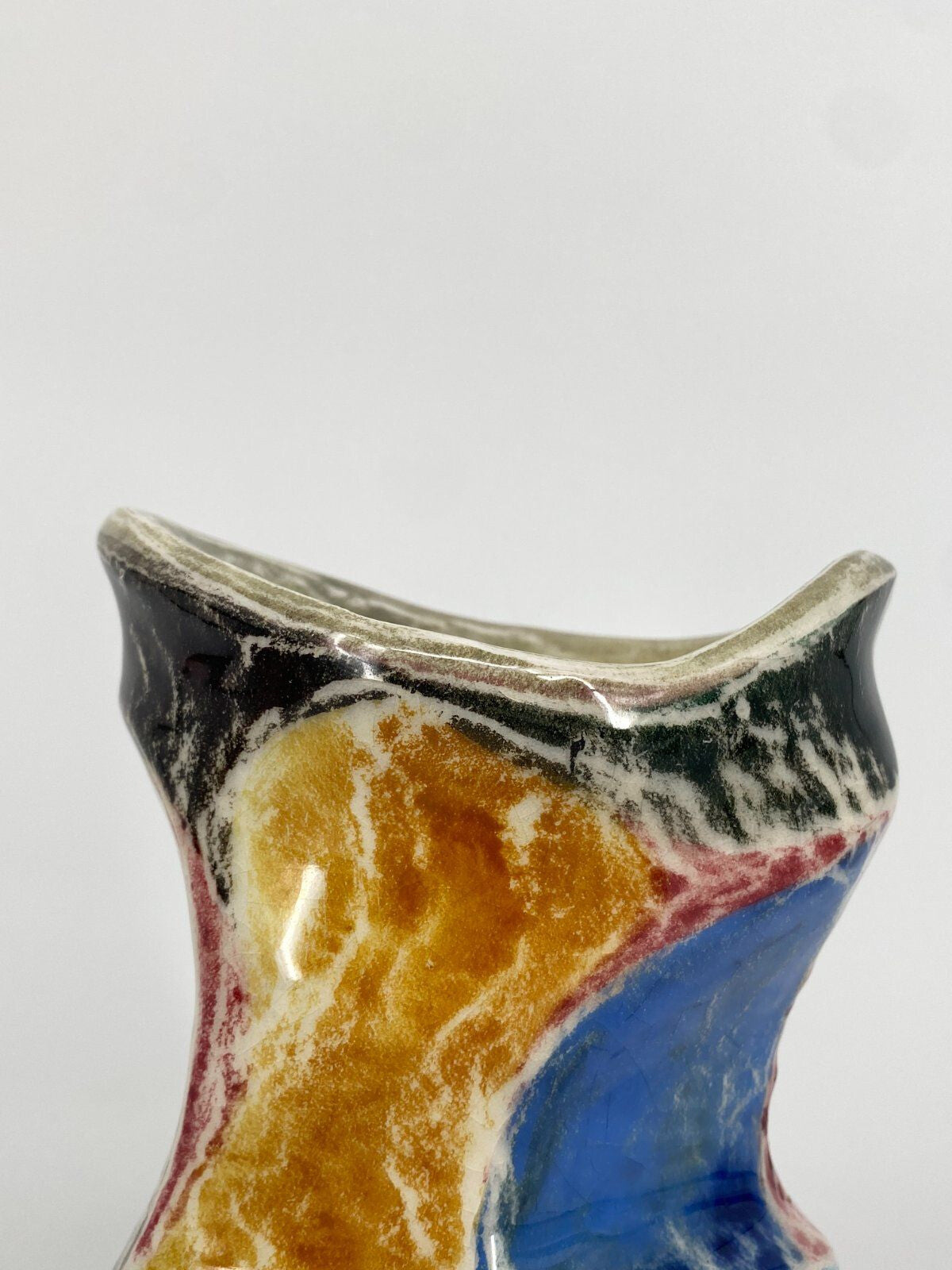 * STUDIOKERAMIK VASE BUNT ORGANISCHES DESIGN POSTMODERN VINTAGE