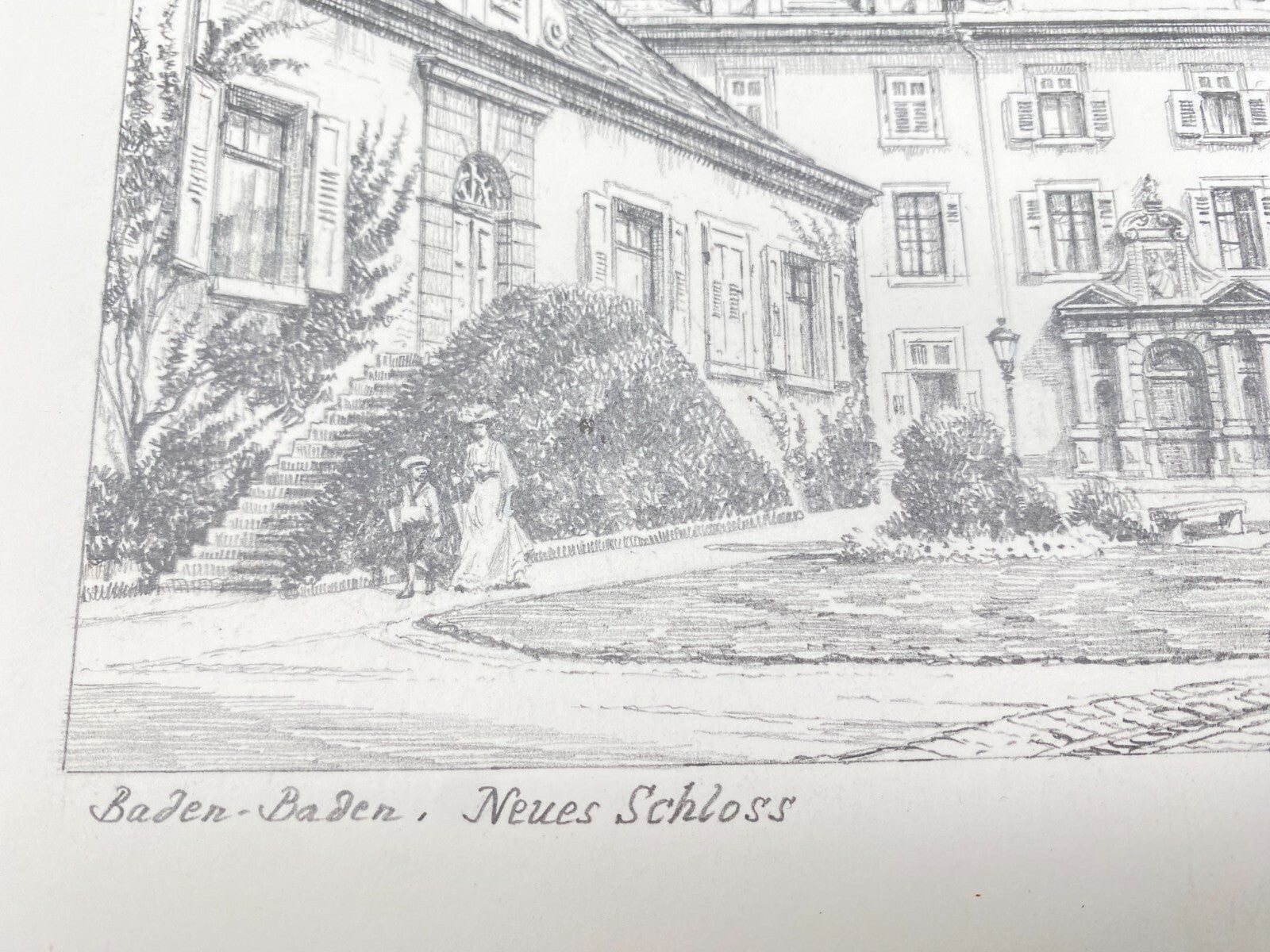 DEUTSCHER KÜNSTLER HEINZ WEHLISCH ZEICHNUNG BADEN BADEN NEUES SCHLOSS SIGNIERT