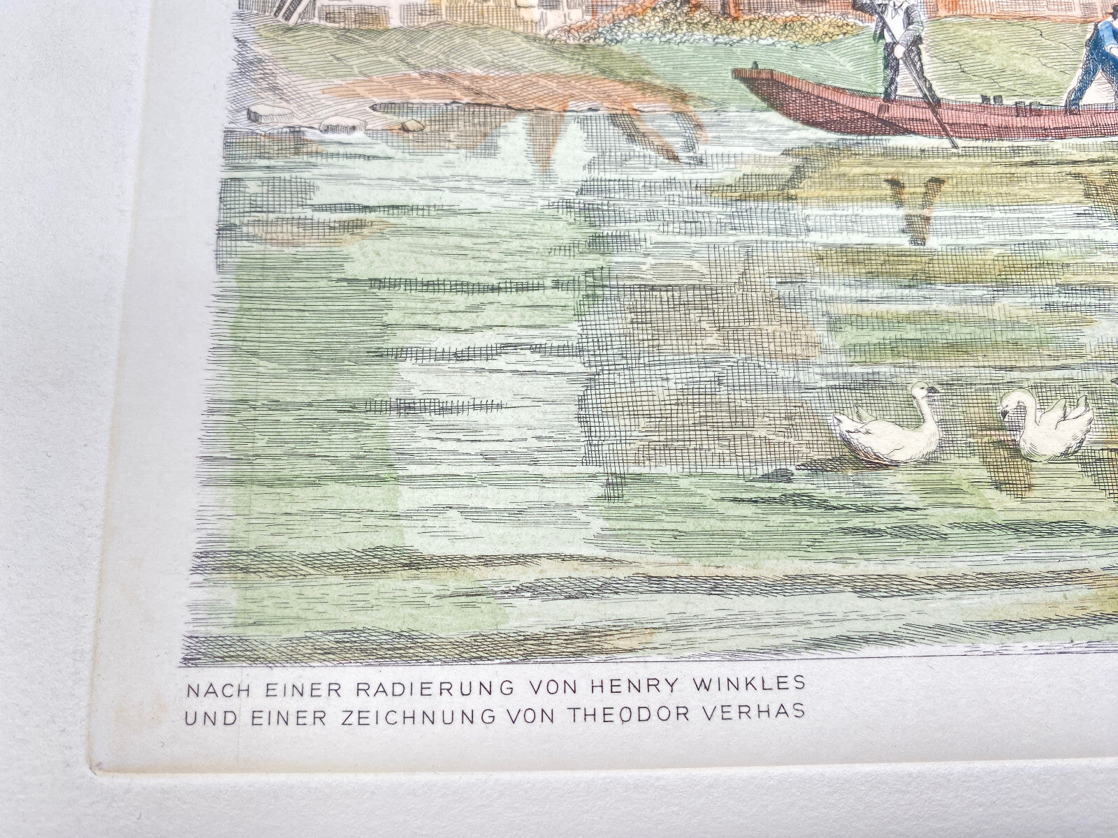 DEUTSCHER KÜNSTLER HEINZ WEHLISCH RADIERUNG KOLORIERT BURG AN DER WUPPER 1840