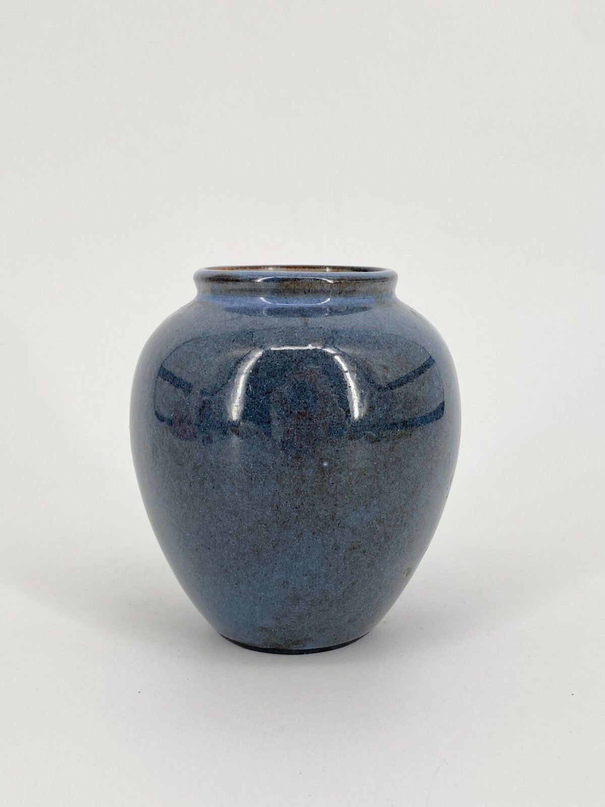 * KLEINE VASE STUDIOKERAMIK KERAMIK BLAU SIGNIERT VINTAGE GLASUR