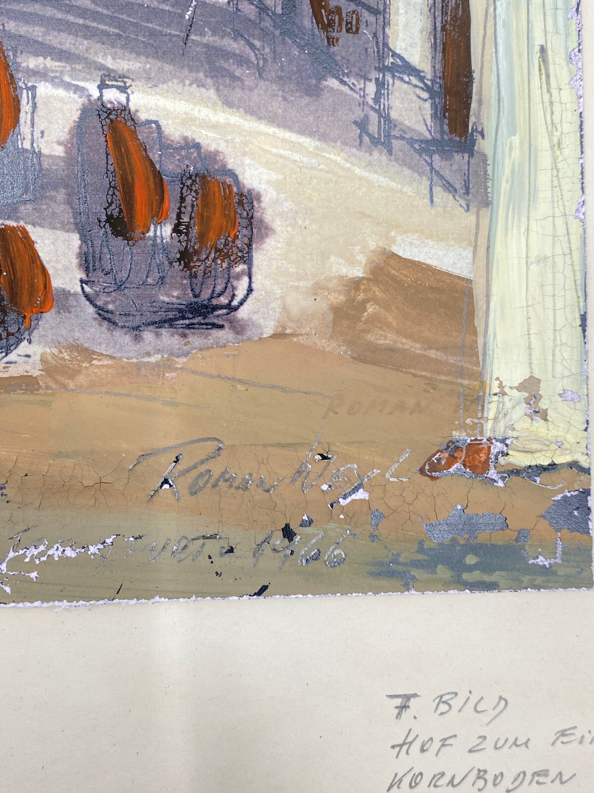 * BILD ACRYL ÖL GEMÄLDE ROMAN WEYL MARSKI URAUFFÜHRUNG 1966 BÜHNENBILD VINTAGE