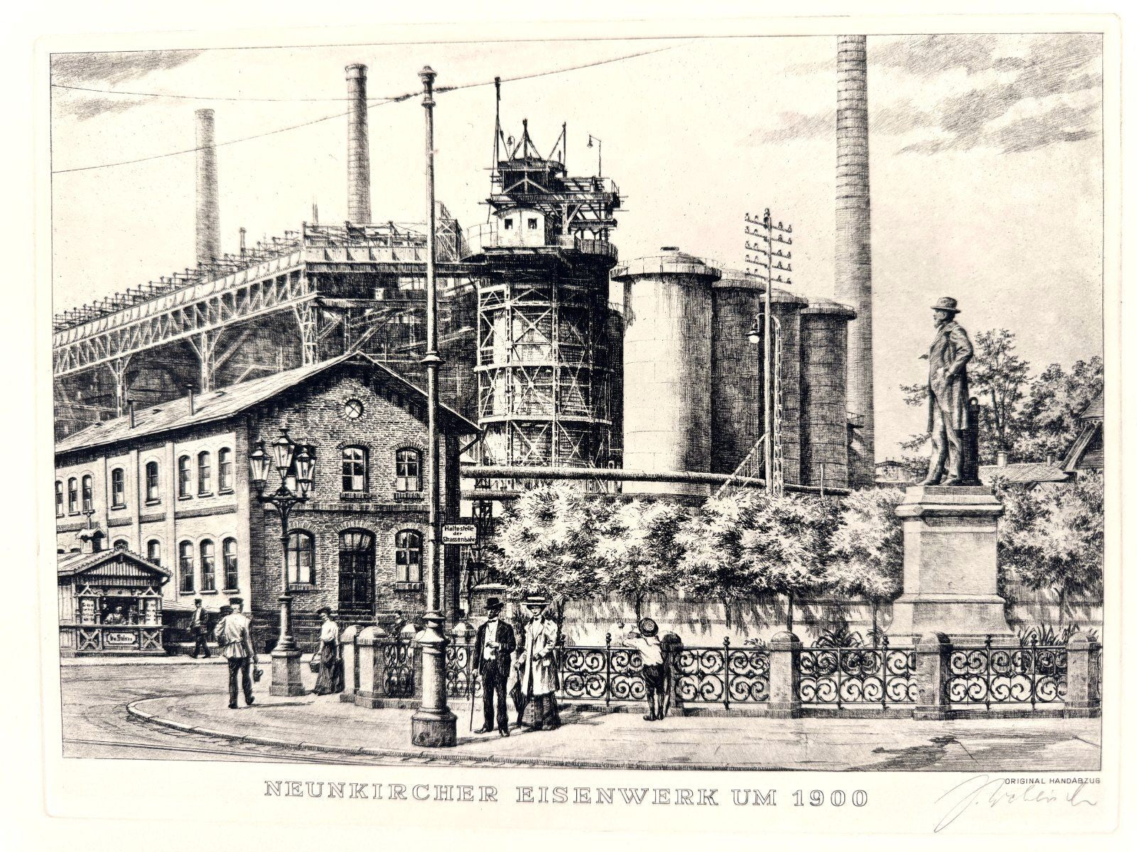 *GRAFIK DRUCKGRAFIK NEUNKIRCHER EISENWERK 1900 SAARLAND WEHLISCH