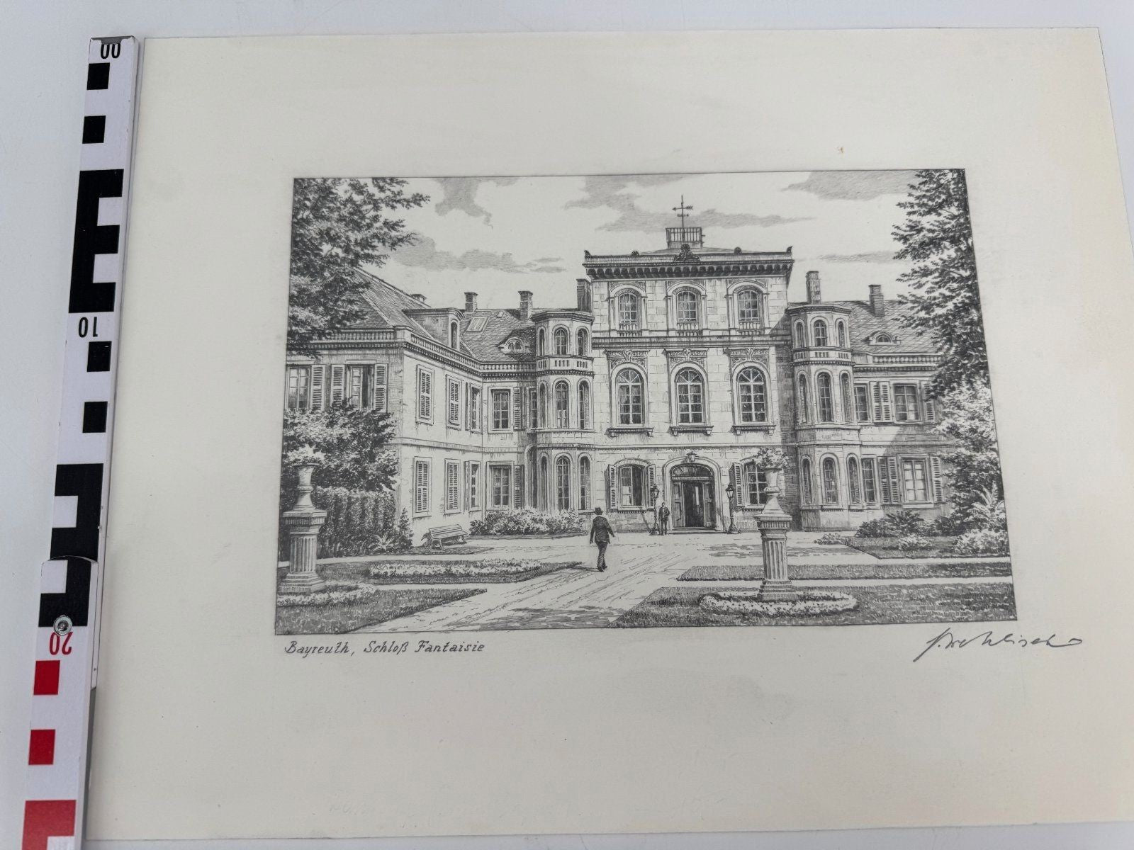 * HEINZ WEHLISCH ZEICHNUNG BAYREUTH SCHLOß FANTAISIE ANSICHT SIGNIERT