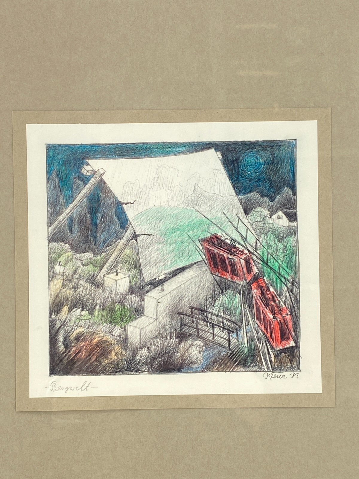* ORIGINAL DRUCK RADIERUNG KUNSTWERK JÜRGEN TENZ BILD KUNST 1985