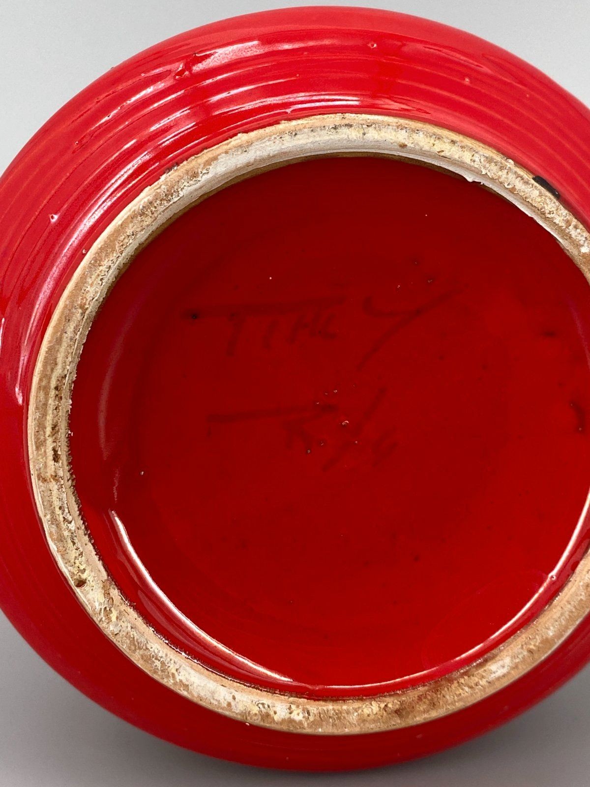 * VASE ITALY POTTERY BITOSSI LONDI ROT GEOMETRIE VINTAGE 60er