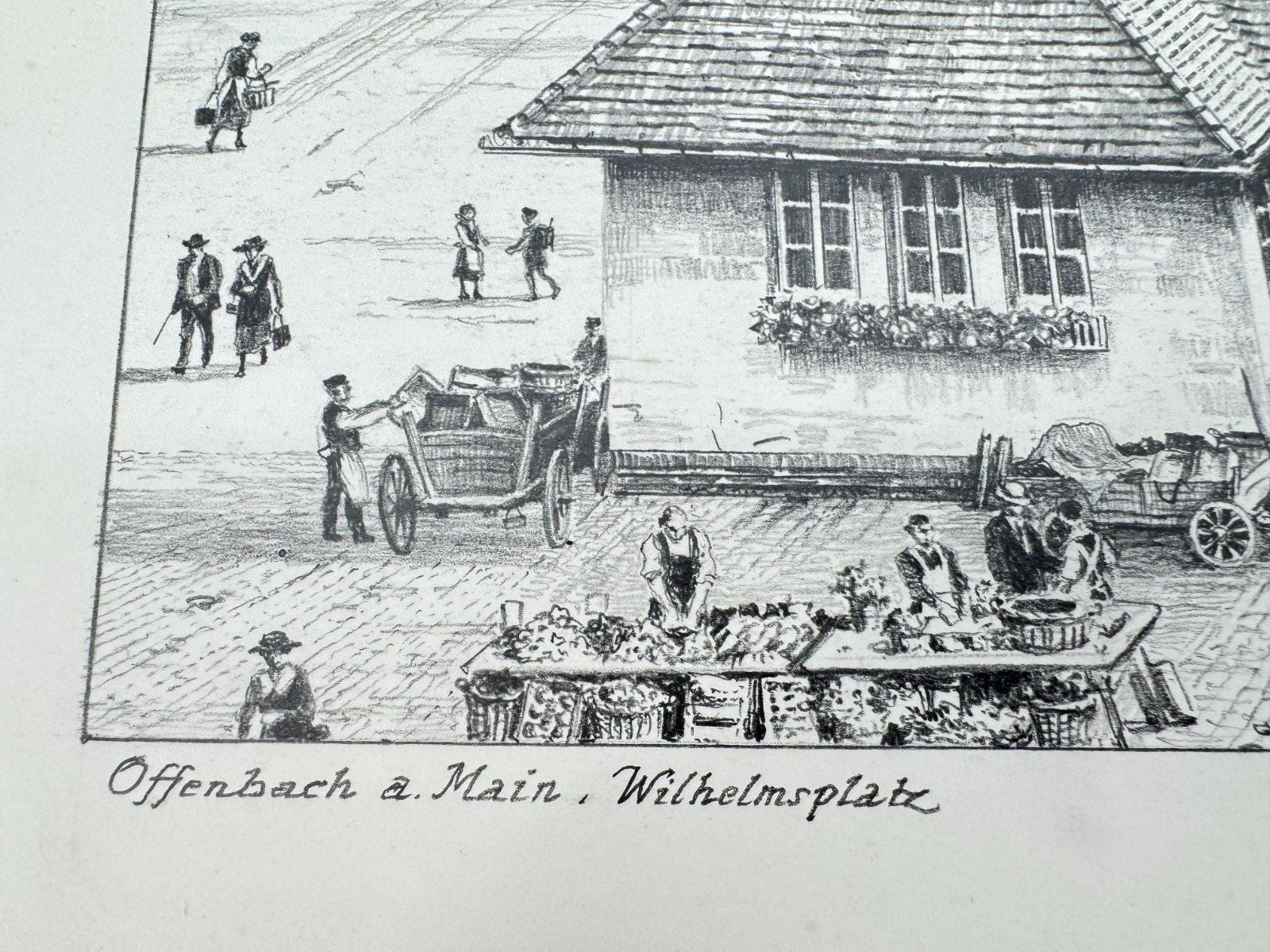 * HEINZ WEHLISCH ZEICHNUNG OFFENBACH A. MAIN WILHELMSPLATZ ANSICH