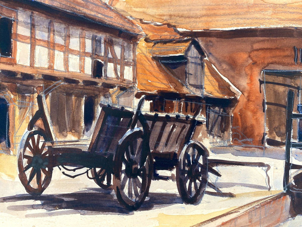 *GEMÄLDE ERWIN Z BAUERNHOF HEUWAGEN OBERSDORF 1937 SIGNIERT MALEREI VINTAGE