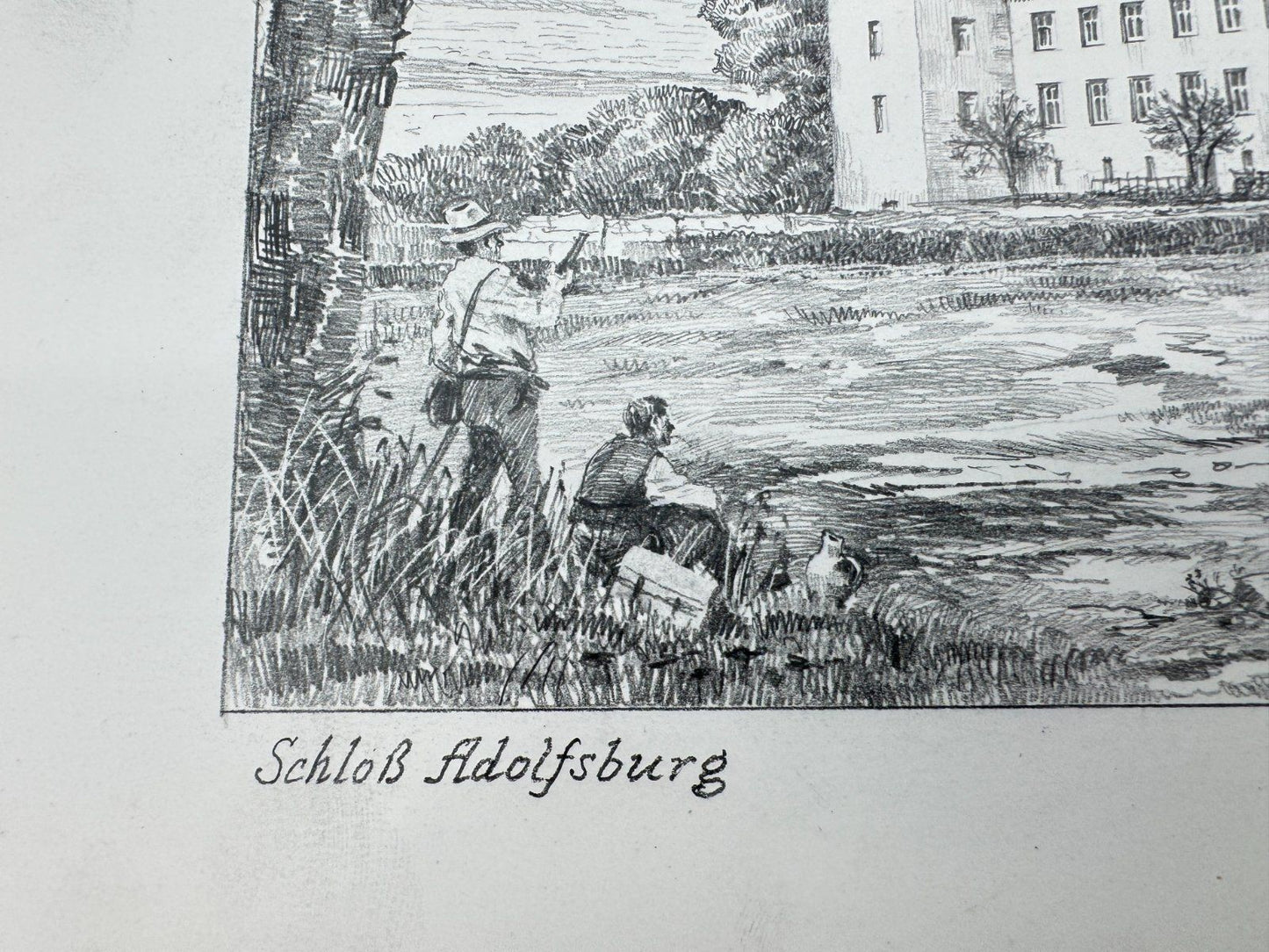 * HEINZ WEHLISCH ZEICHNUNG SCHLOß ADOLFSBURG KIRCHHUNDEM ANSICHT