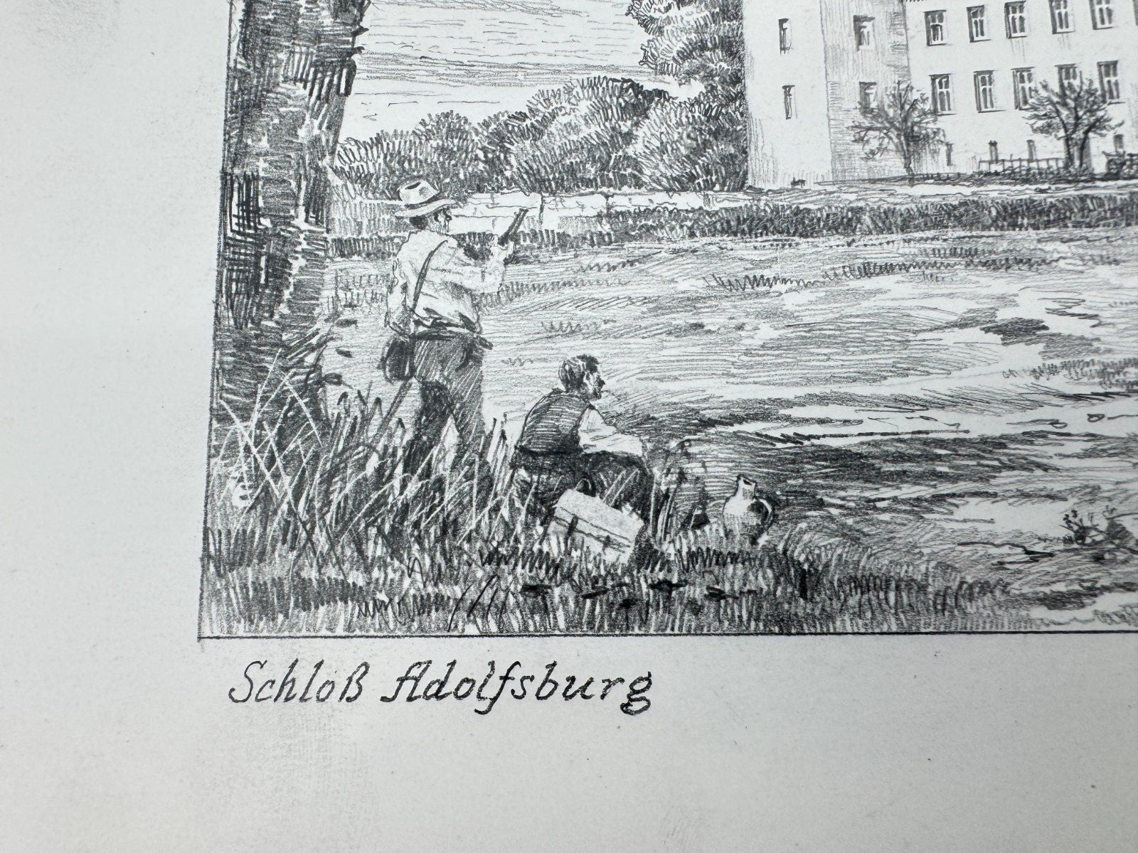 * HEINZ WEHLISCH ZEICHNUNG SCHLOß ADOLFSBURG KIRCHHUNDEM ANSICHT