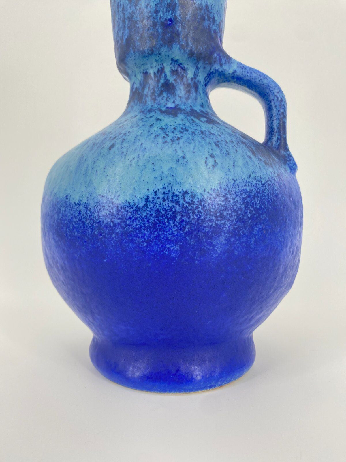 *STUDIOKERAMIK VASE BLAU FAT LAVA LAUFGLASUR W.-GERMANY 60ER 70ER