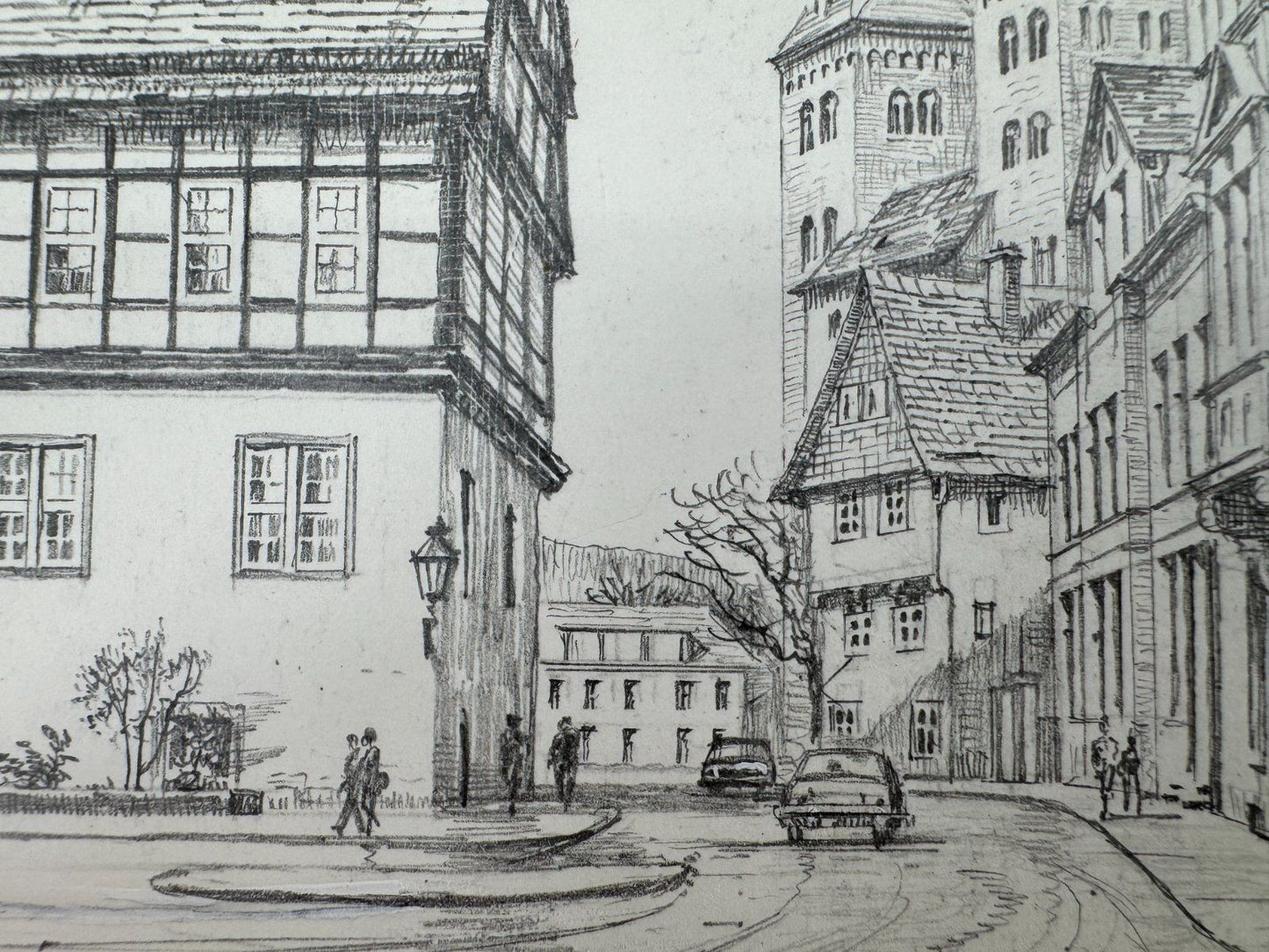 * HEINZ WEHLISCH ZEICHNUNG RATHAUS HÖXTER ANSICHT SIGNIERT