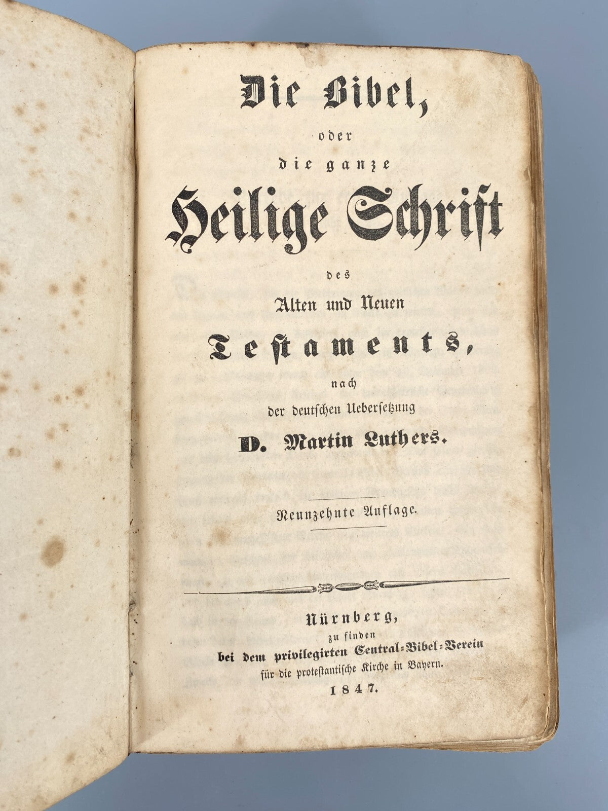 *BUCH LUTHERBIBEL 1847 NÜRNBERG CENTRAL-BIBEL-VEREIN BESITZEREINTRAG MILDENBURG
