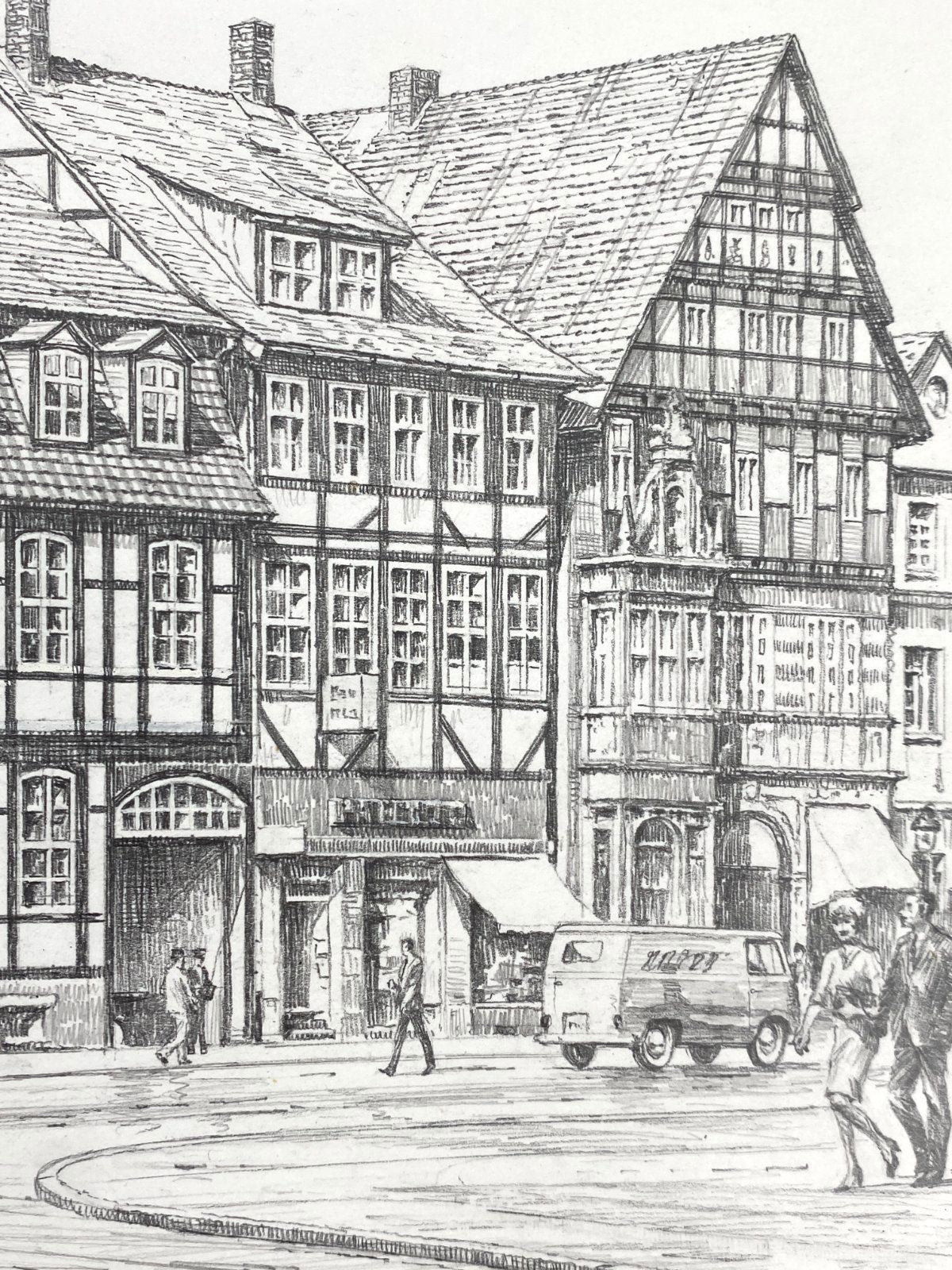 * HEINZ WEHLISCH ZEICHNUNG HAMELN NIEDERSACHSEN ANSICHT SIGNIERT