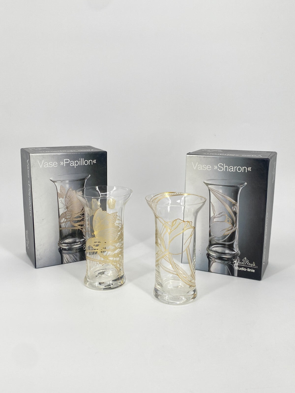 * 2x ROSENTHAL STUDIO LINIE GLAS VASEN PAPILLON SHARON VINTAGE 12CM OVP