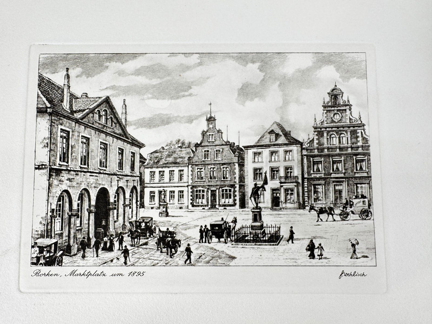 * HEINZ WEHLISCH RADIERUNG BORKEN MARKTPLATZ UM 1895 ANSICHT