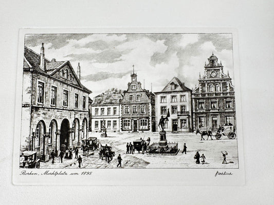 * HEINZ WEHLISCH RADIERUNG BORKEN MARKTPLATZ UM 1895 ANSICHT