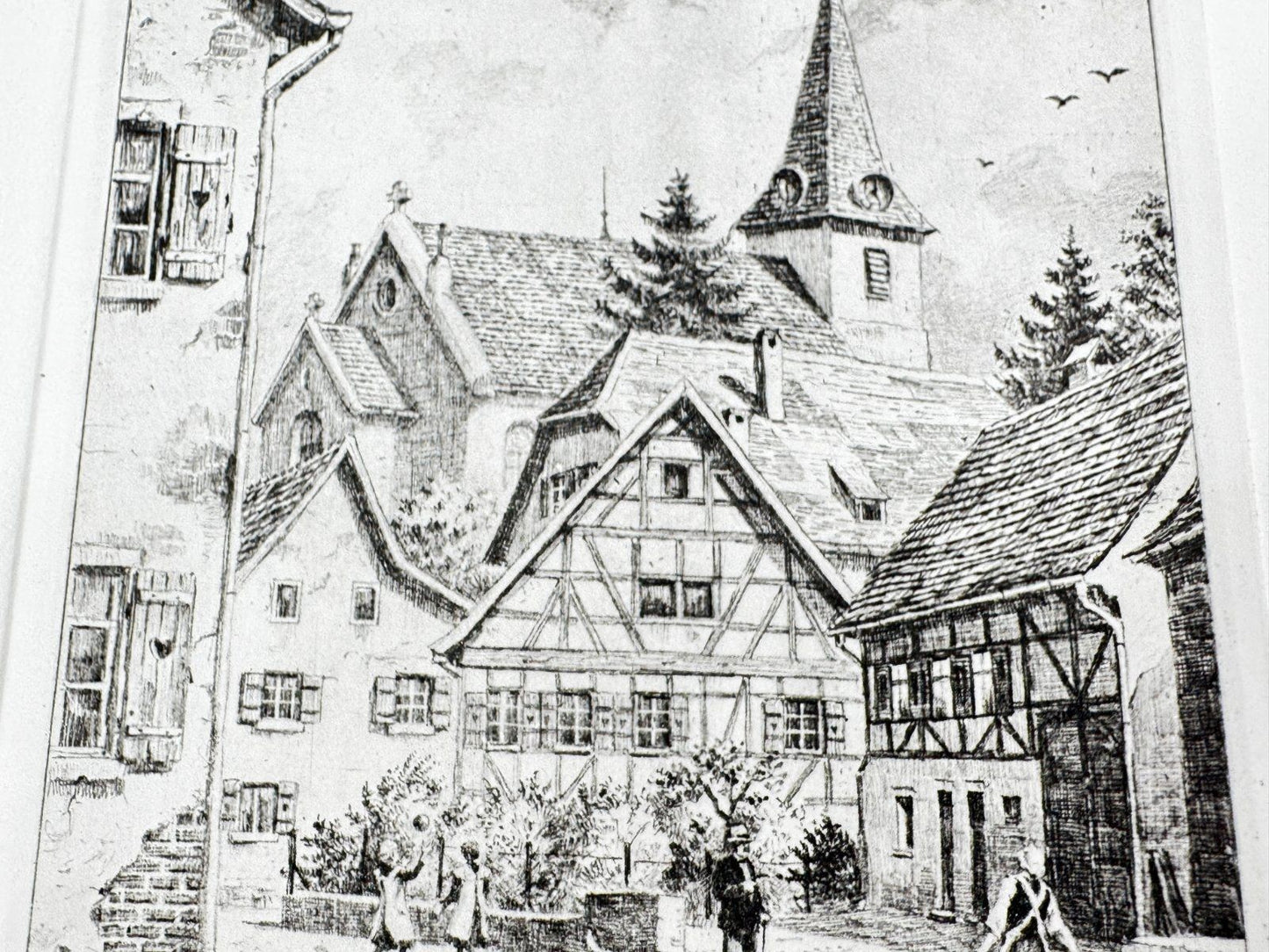 * HEINZ WEHLISCH ORIGINAL RADIERUNG ONSTMETTINGEN EVANGELISCHE KIRCHE 1910 ANSIC