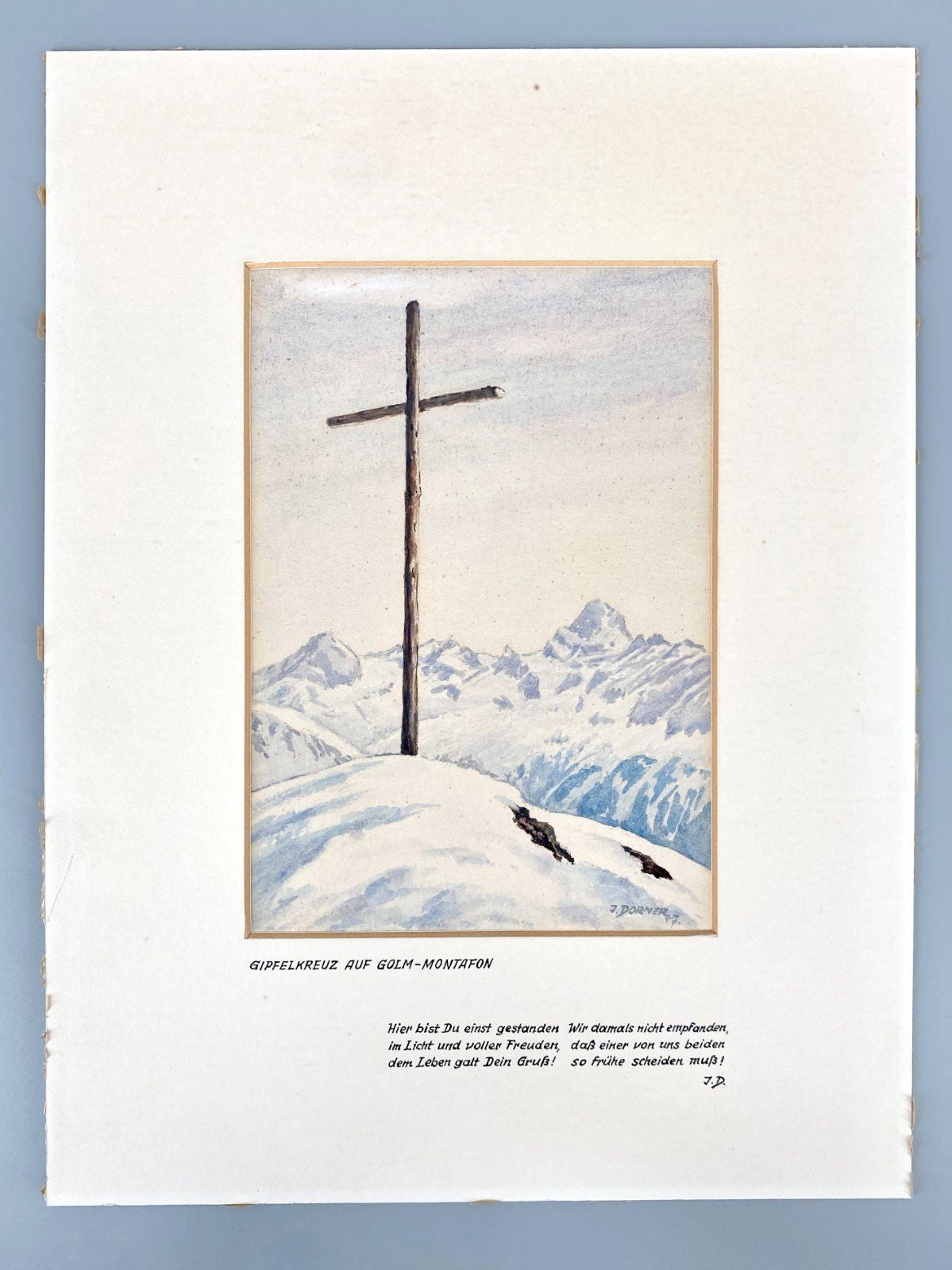 * AQUARELL GIPFELKREUZ TRAUERLYRIK ÖSTERREICH GOLM DORNER